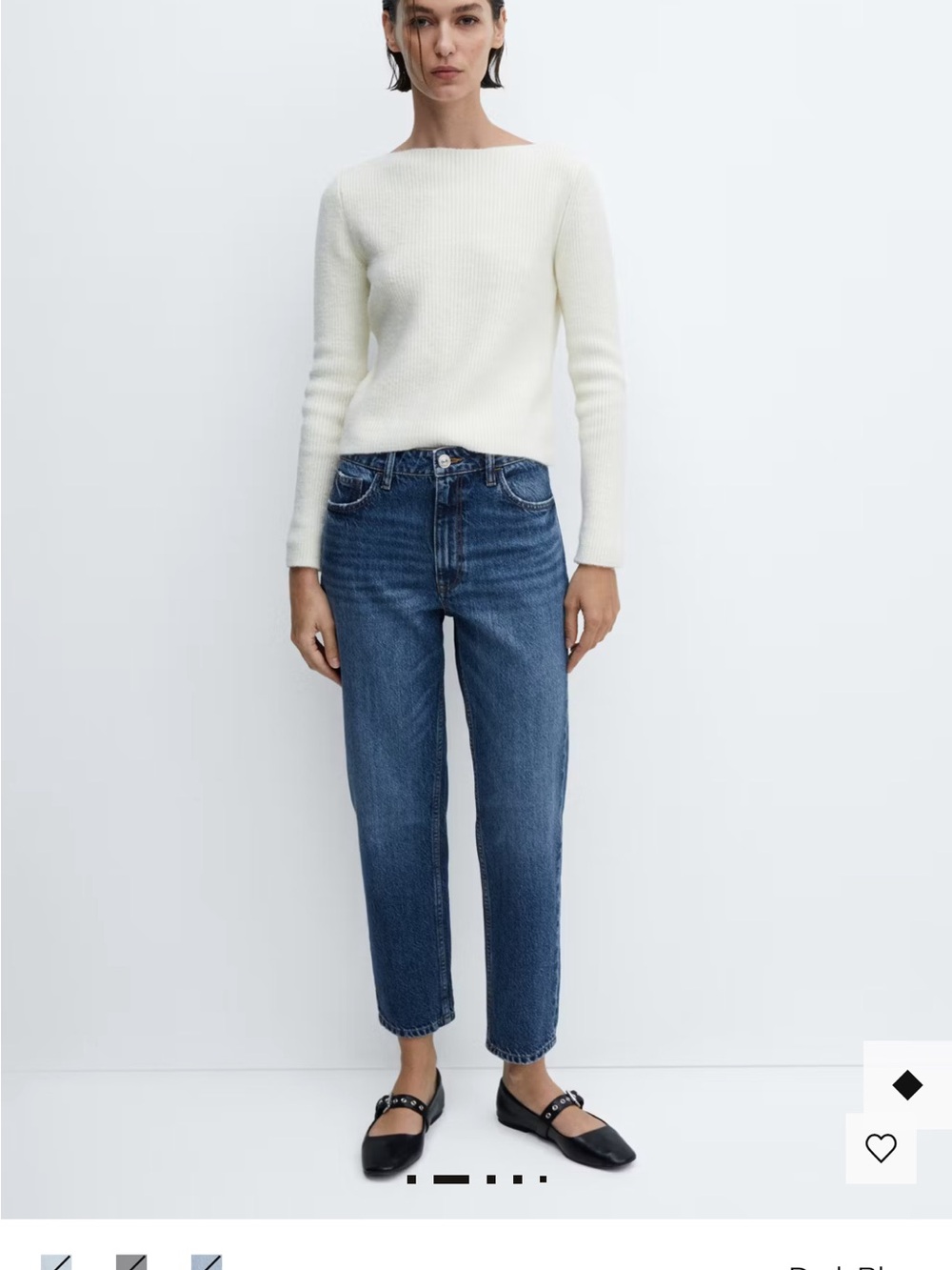 NWT Mango Mom High Waist Regular Fit Ankle Length Jeans in Dark Blue - Picture 2 of 16